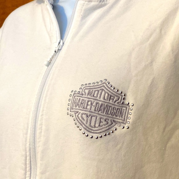Harley-Davidson Tops - Harley Davidson- White Full Zip Hoodie - Preloved - Size 1W